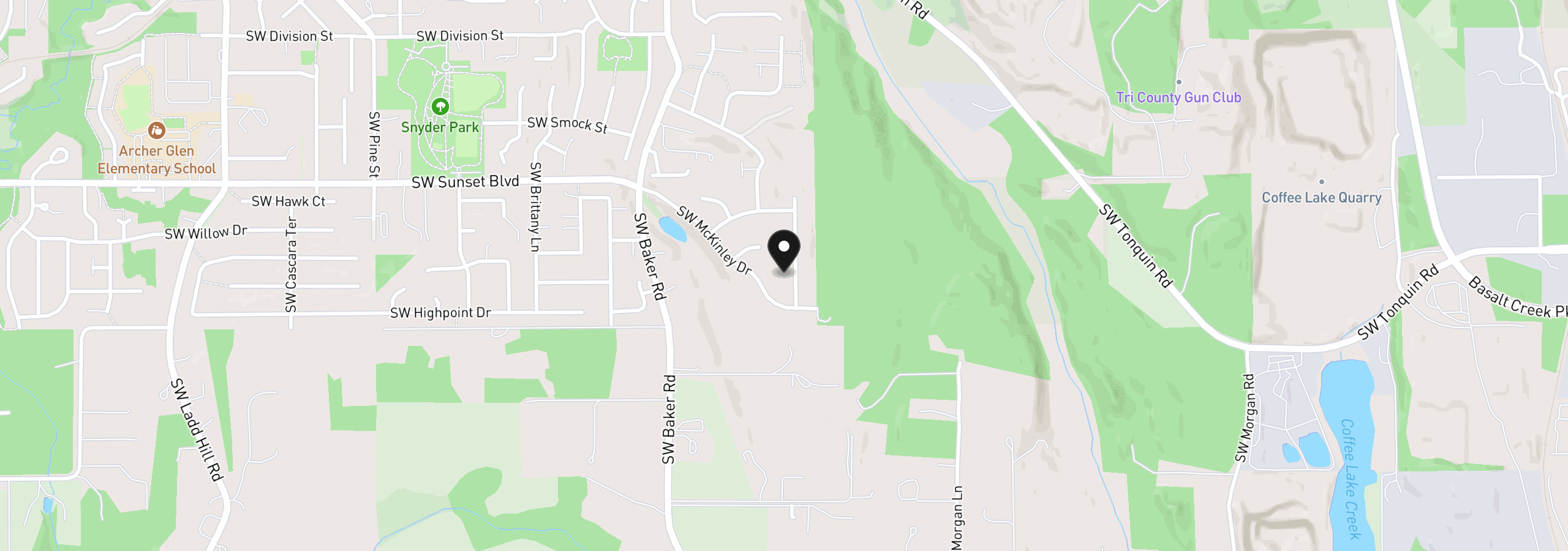Map showing the location of 23827 SW Robson Ter, Sherwood, OR 97140