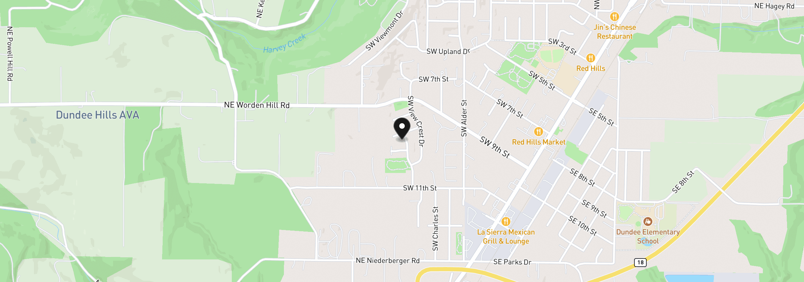 Map showing the location of 1010 SW Falcon Crest Dr, Dundee, OR 97115