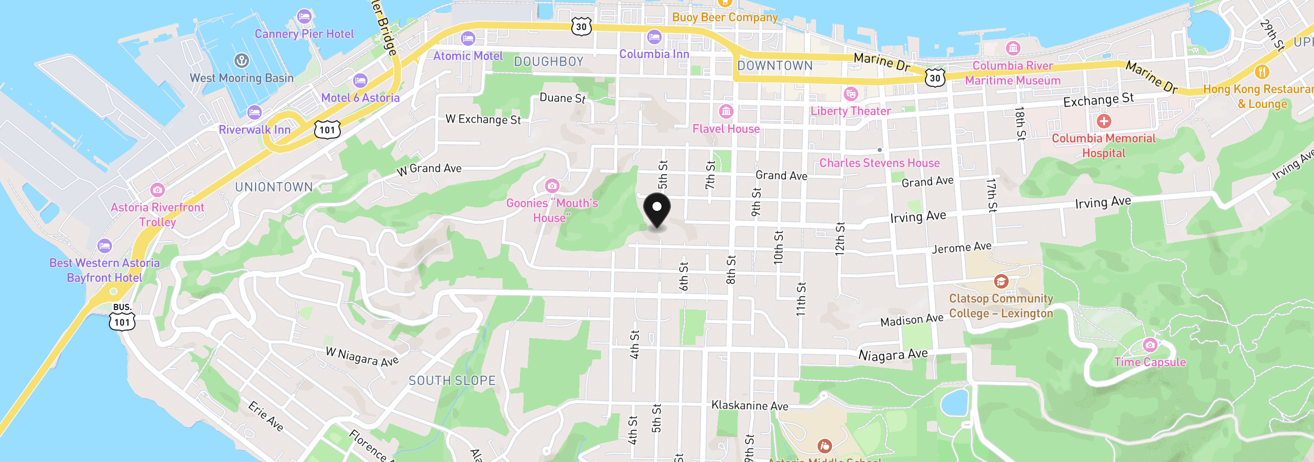 Map showing the location of 909 5th St, Astoria, OR 97103