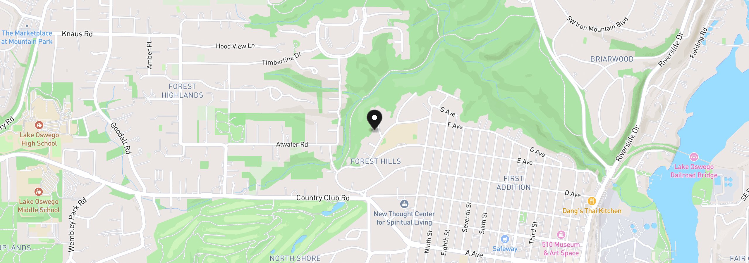 Map showing the location of 850 York Rd, Lake Oswego, OR 97034