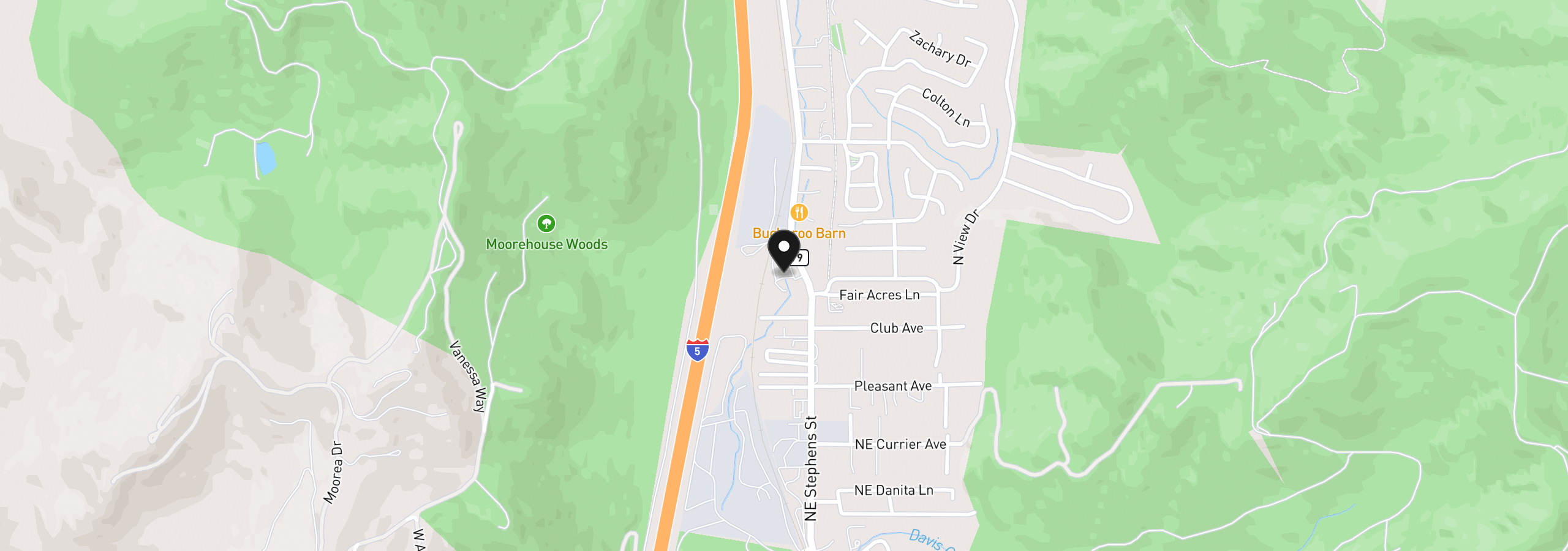 Map showing the location of 5000 NE Stephens St 40, Roseburg, OR 97470