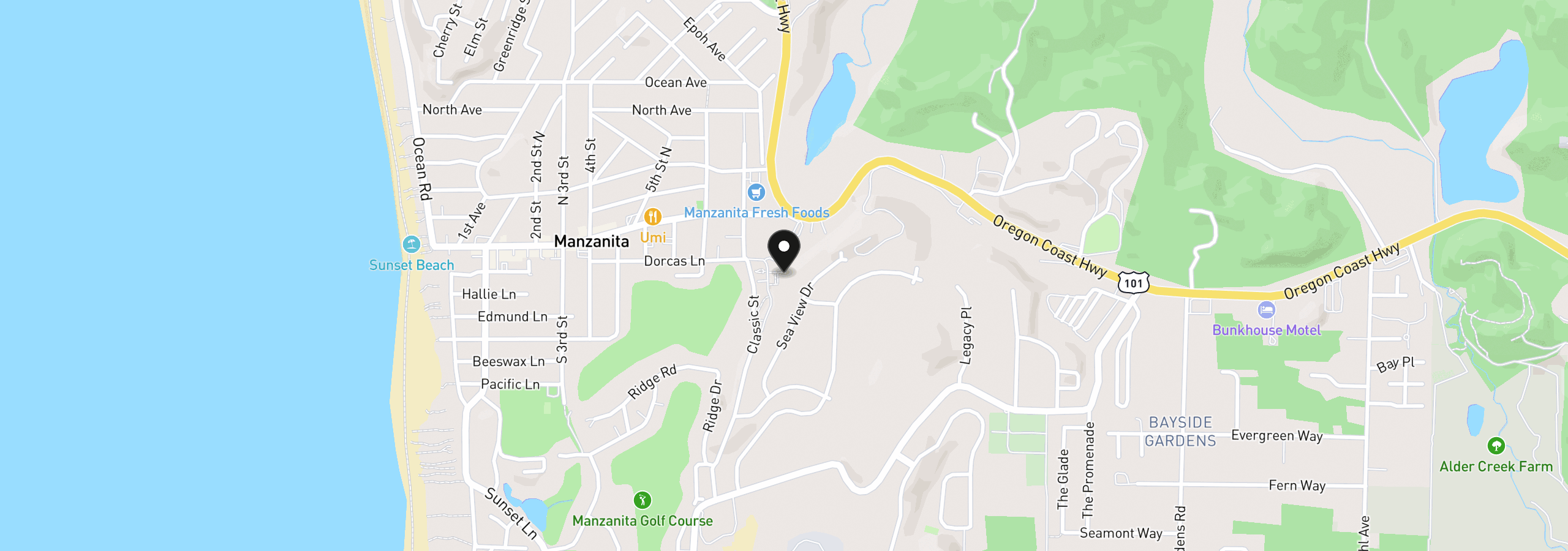 Map showing the location of 762 Dorcas Ln, Manzanita, OR 97130