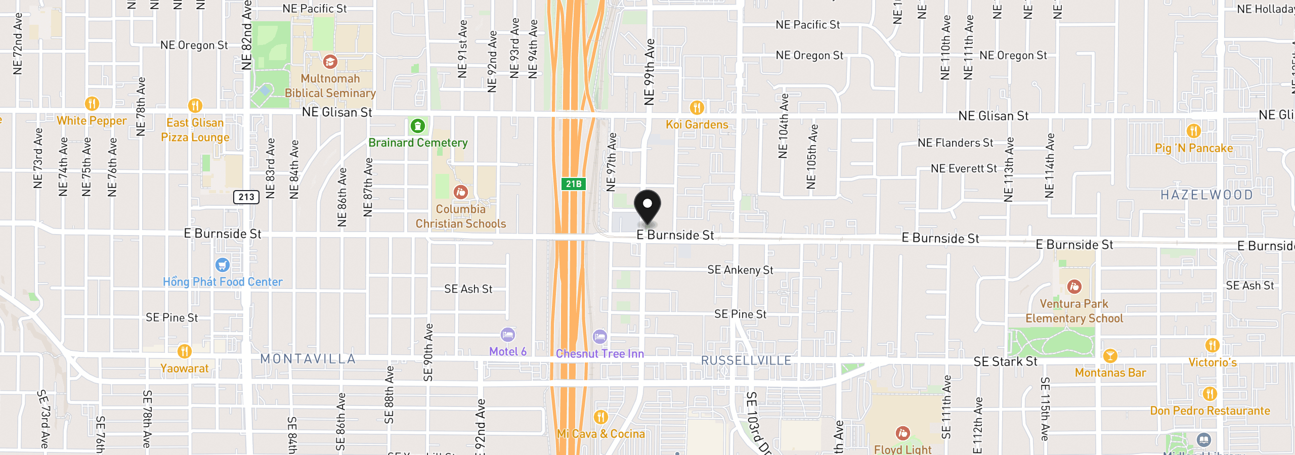 Map showing the location of 20 NE 99th Ave, Portland, OR 97220