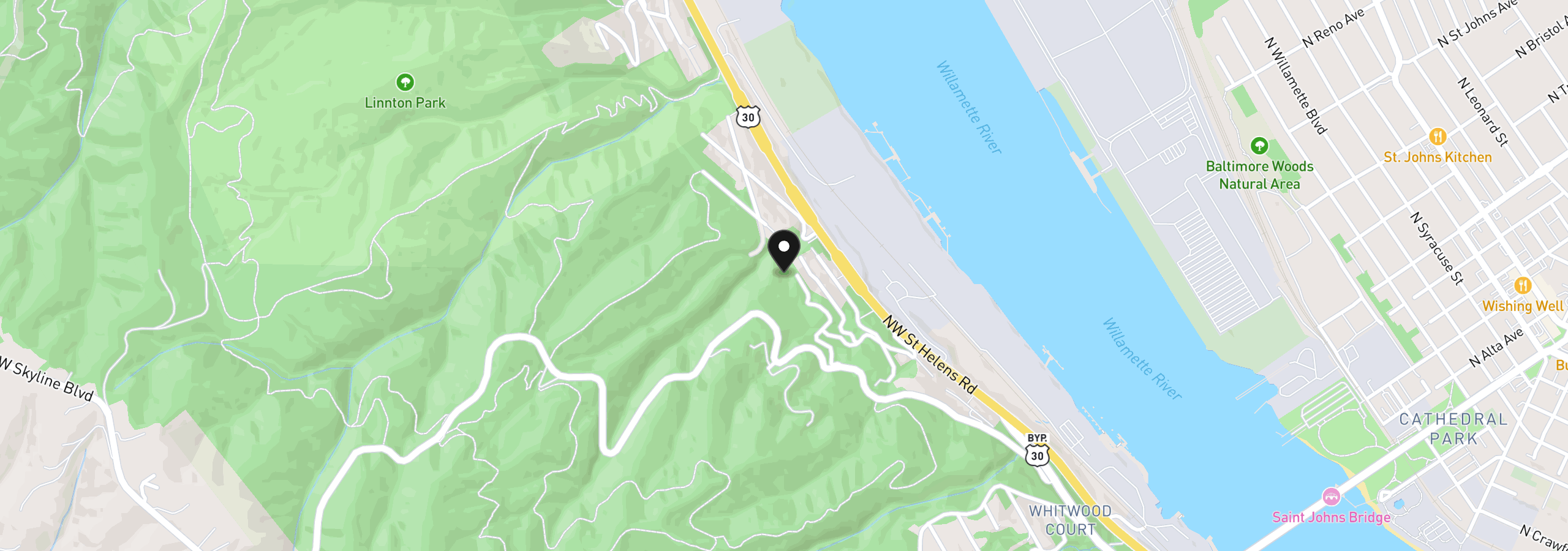 Map showing the location of 0 W Elva Ave, Portland, OR 97231