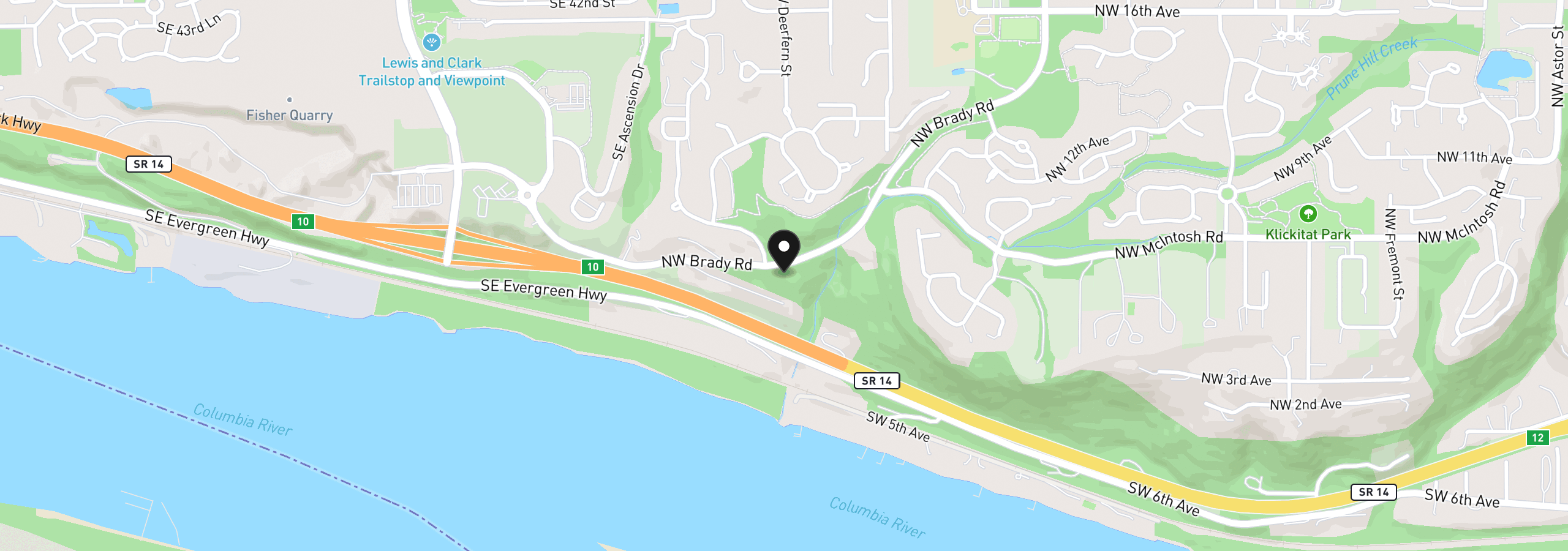 Map showing the location of 0 NW Brady Rd, Camas, Wa 98607