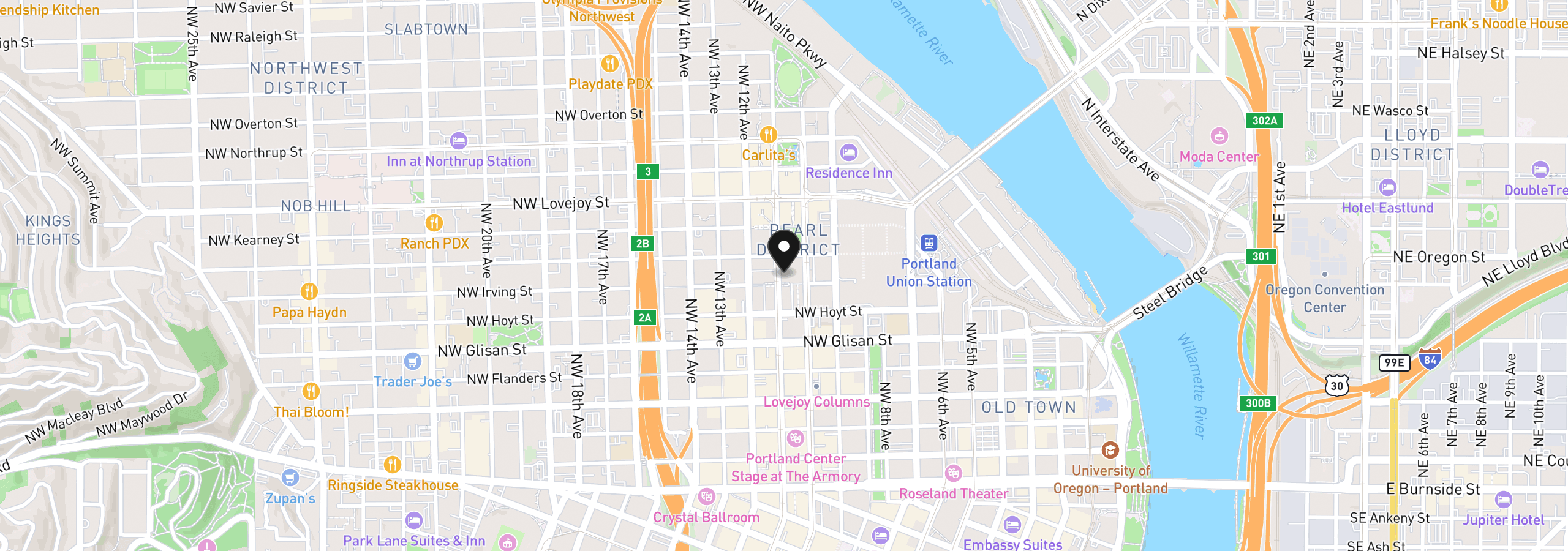 Map showing the location of 726 NW 11th Ave 306, Portland, OR 97209