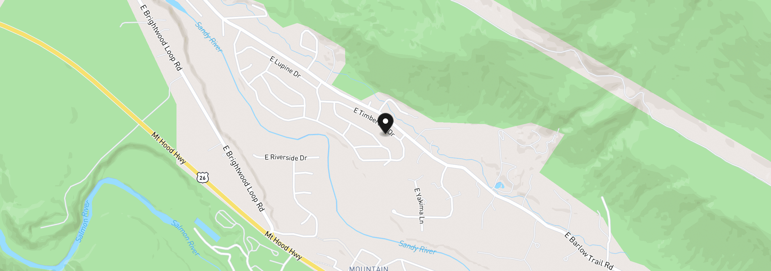 Map showing the location of 65582 E Timberline Dr, Rhododendron, OR 97049