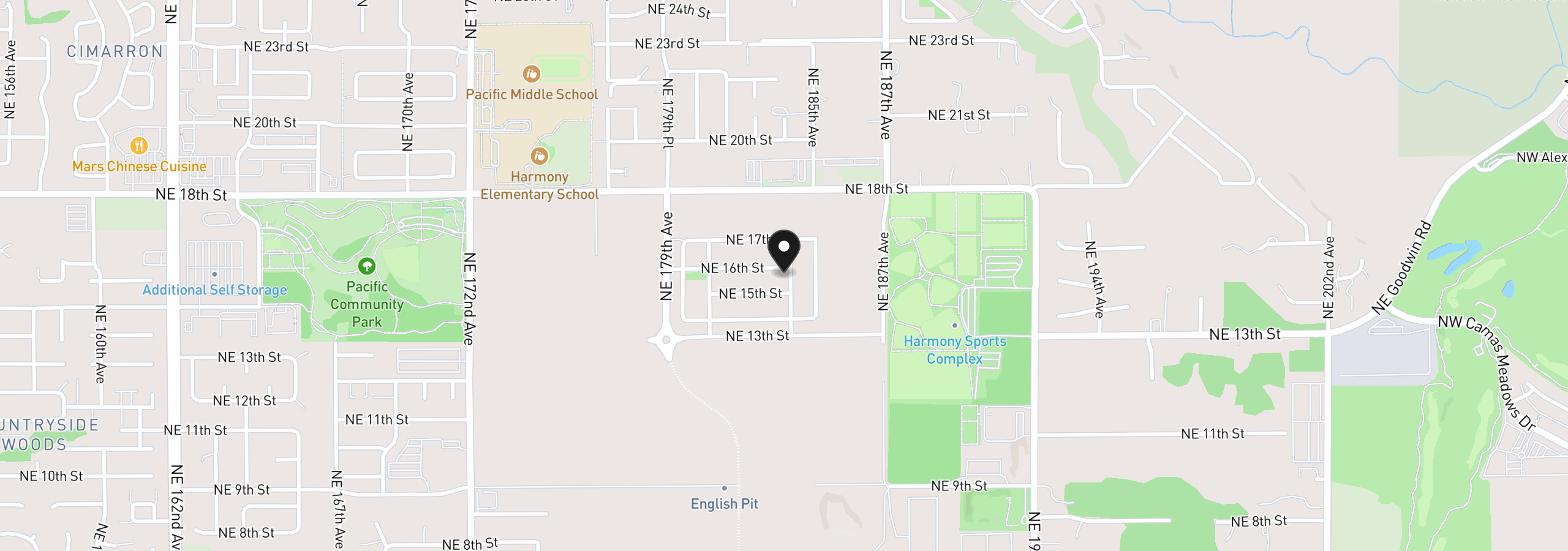 Map showing the location of 18310 NE 16th St, Vancouver, Wa 98684