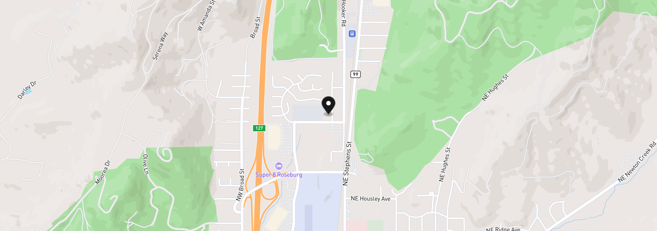 Map showing the location of 3612 NW Joseph St, Roseburg, OR 97470
