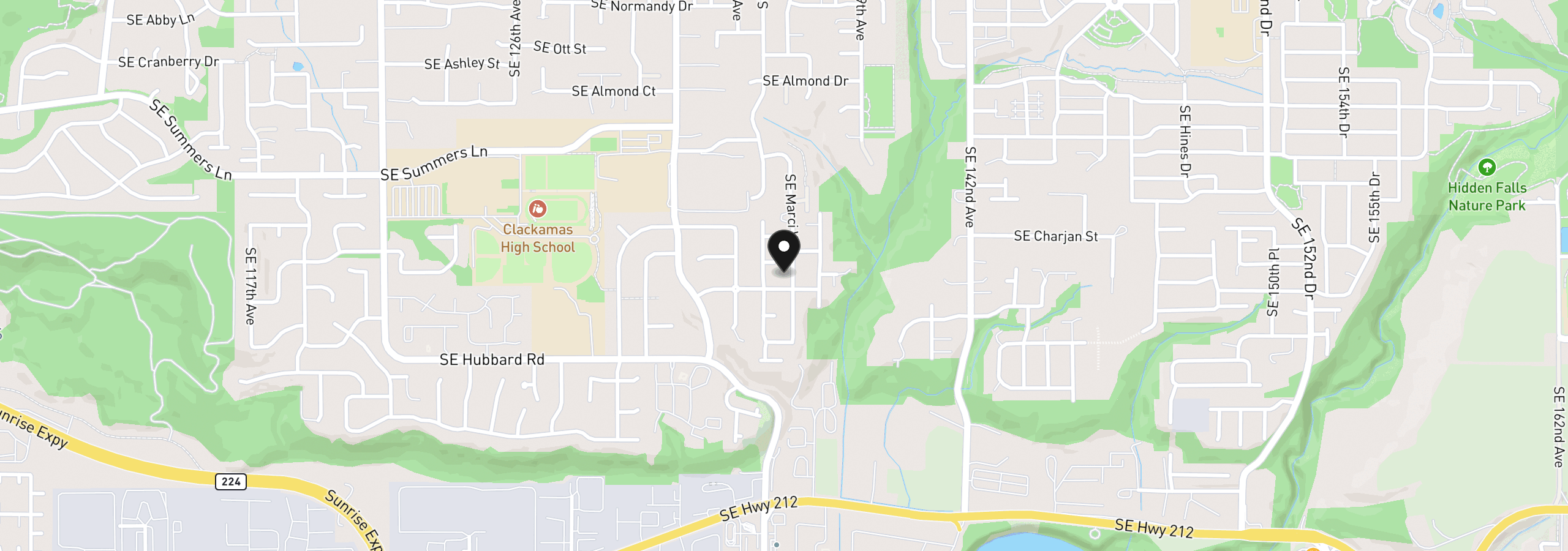 Map showing the location of 14683 SE Marci Way, Clackamas, OR 97015
