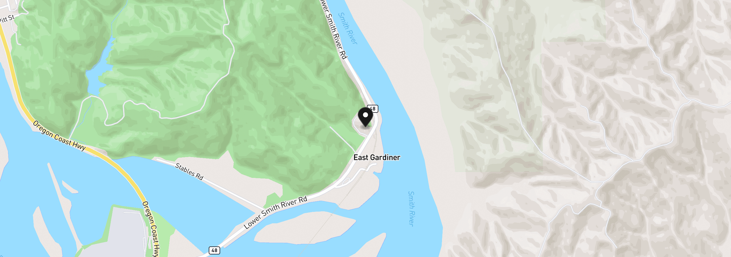 Map showing the location of 1120 Lower Smith River Rd, Reedsport, OR 97467