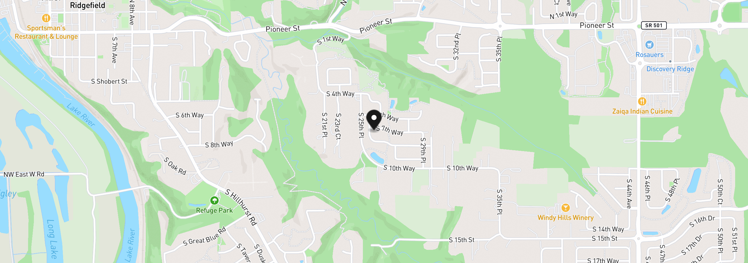 Map showing the location of 2605 S 7th Way, Ridgefield, Wa 98642