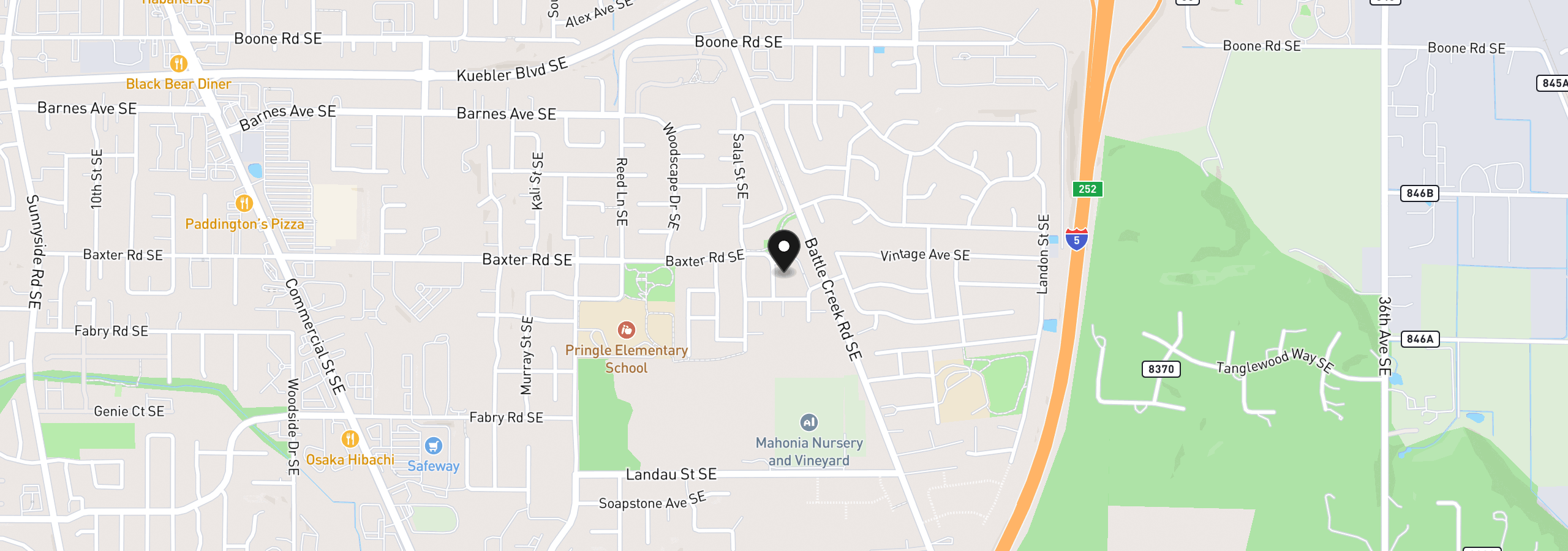 Map showing the location of 5428 Swallowtail St, Salem, OR 97306