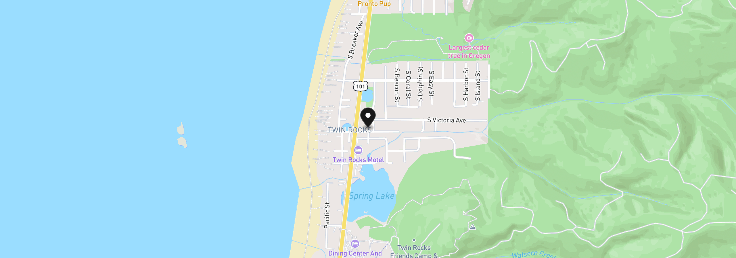 Map showing the location of 8070 S Minnehaha St, Rockaway Beach, OR 97136