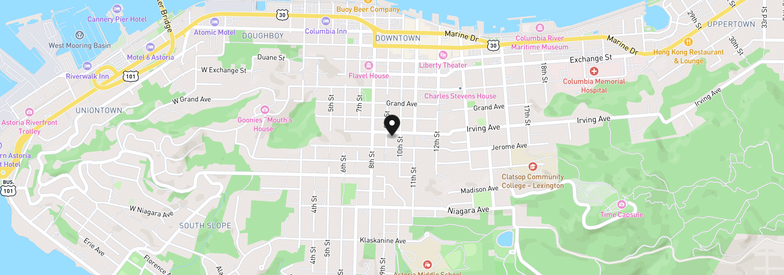 Map showing the location of 0 Irving Ave 2501, Astoria, OR 97103