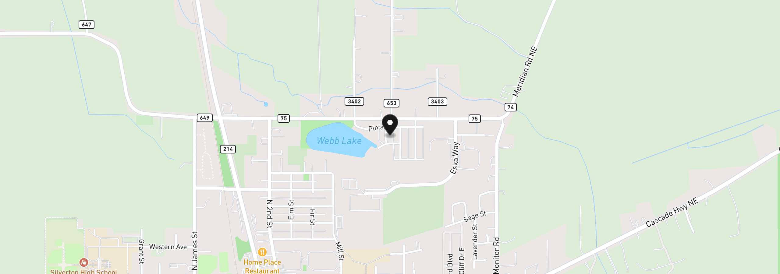 Map showing the location of 1705 Merganser St, Silverton, OR 97381