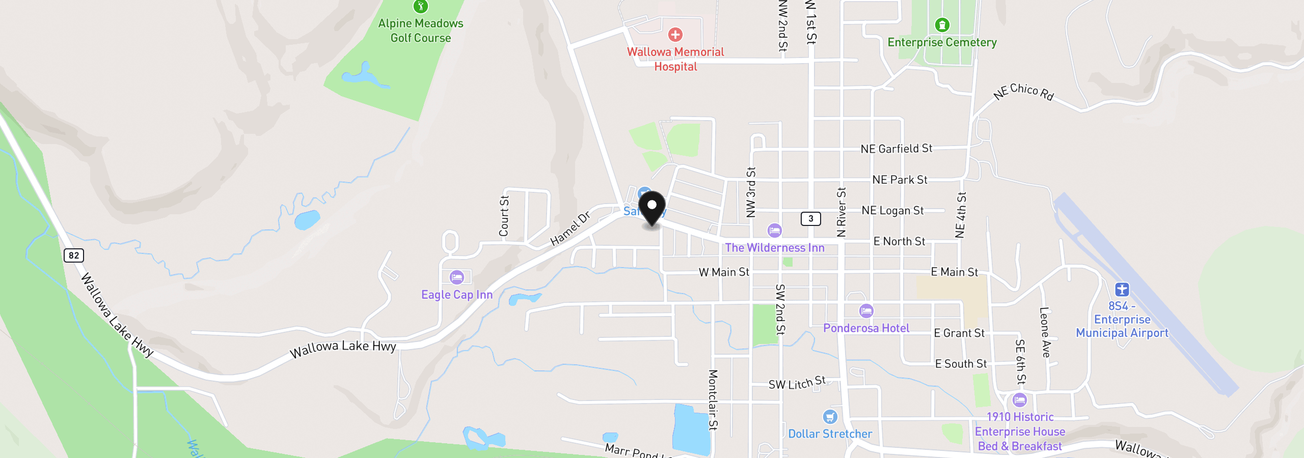 Map showing the location of 110 N Holmes St, Enterprise, OR 97828