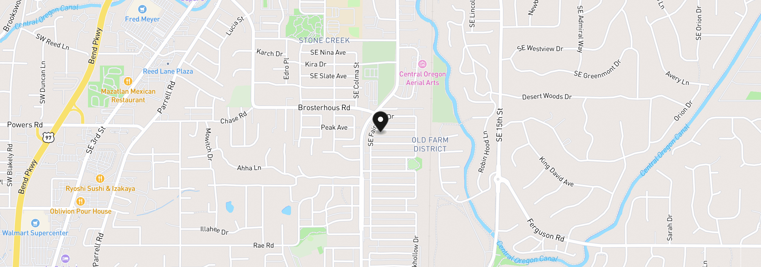 Map showing the location of 20621 Couples Ln, Bend, OR 97702