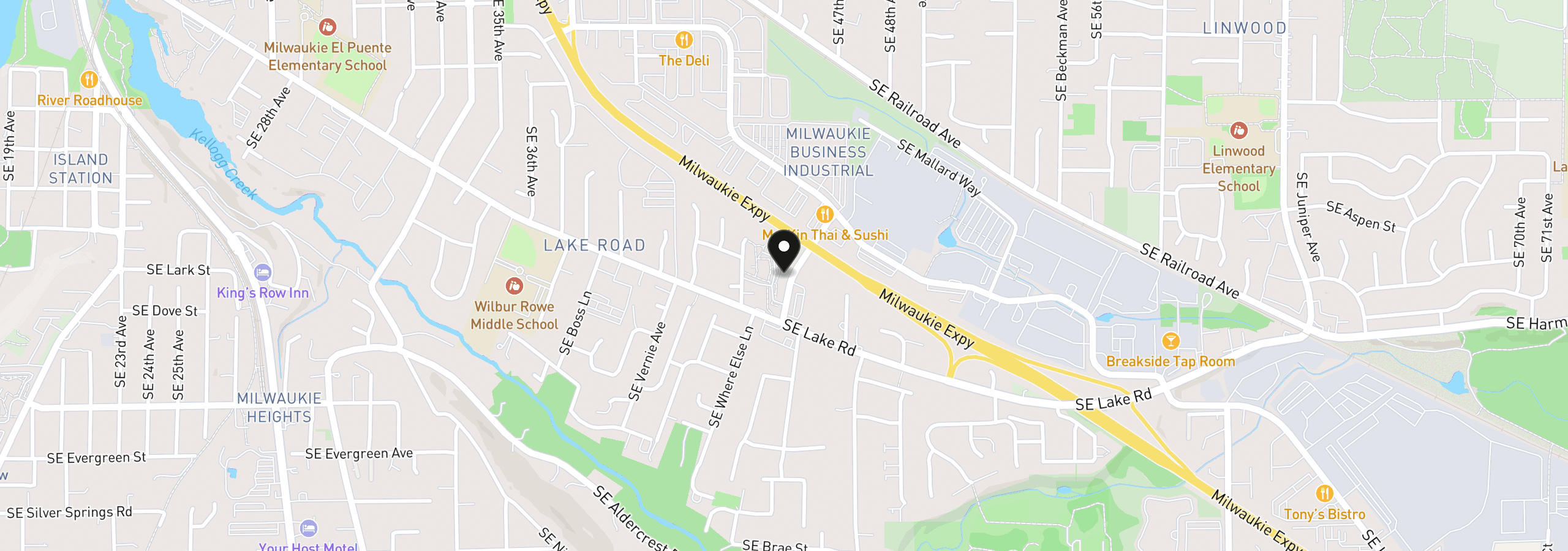 Map showing the location of 12600 SE Freeman Way 71, Milwaukie, OR 97222