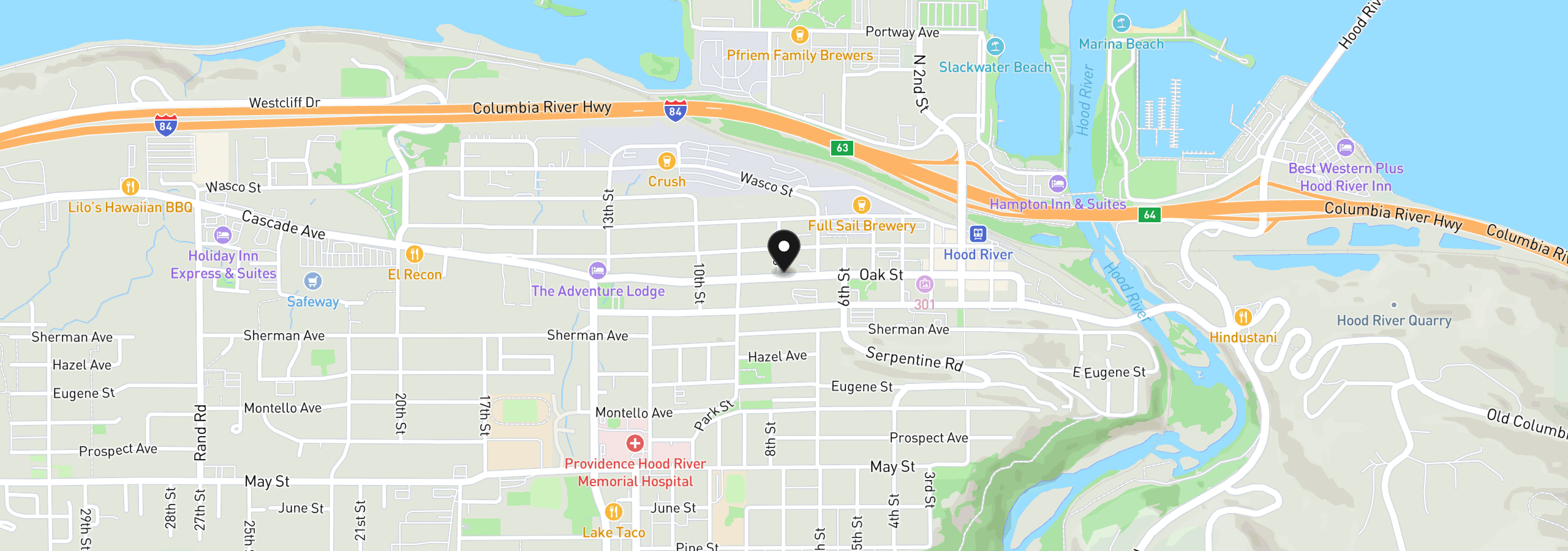 Map showing the location of 824 Cascade Ave, Hood River, OR 97031