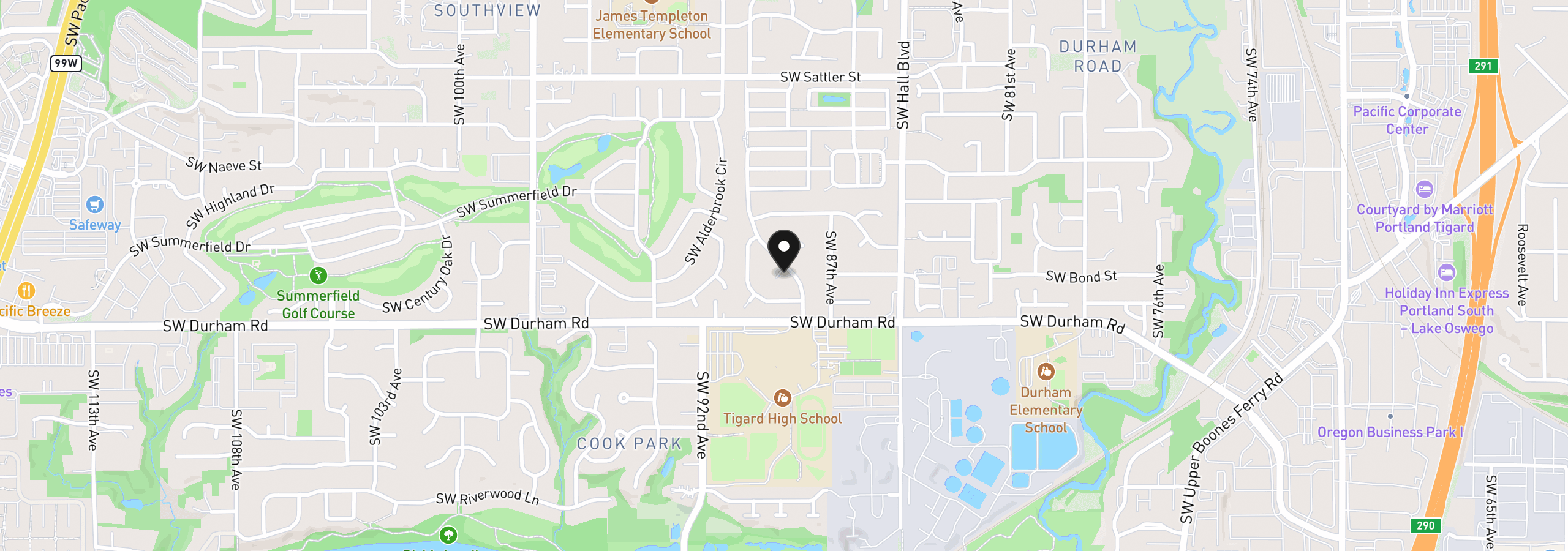 Map showing the location of 15815 SW 88th Ave, Portland, OR 97224
