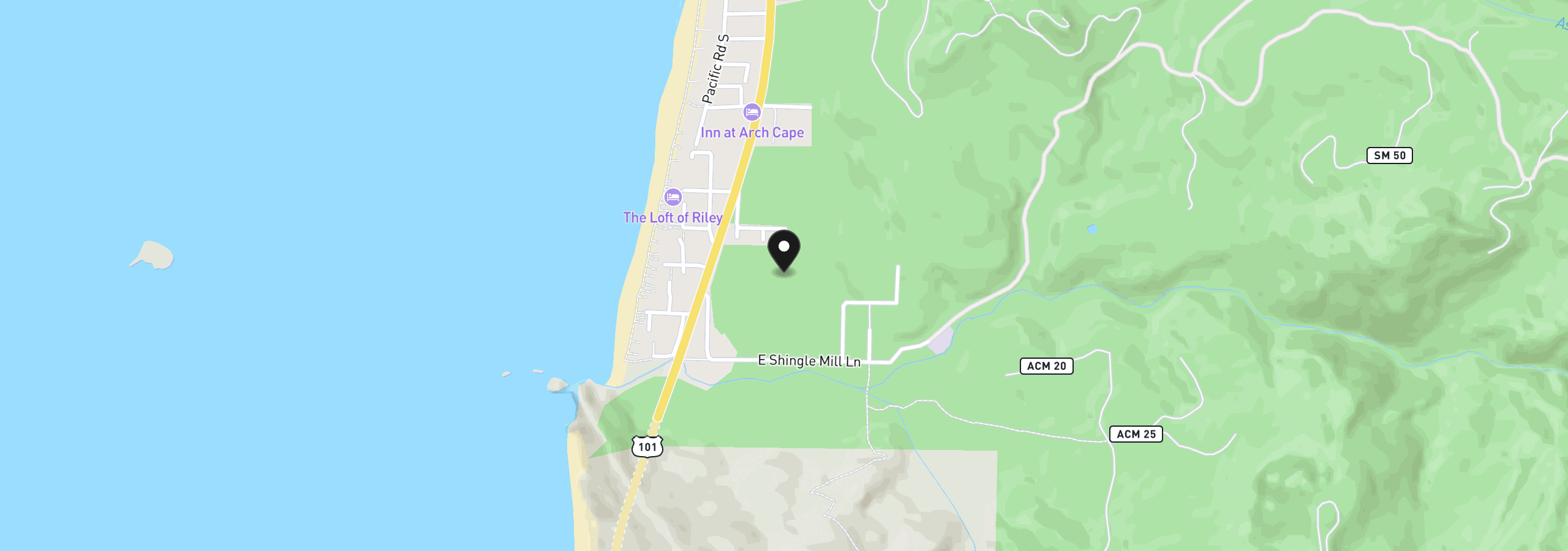 Map showing the location of Arch Cape Ave, Arch Cape, OR 97102