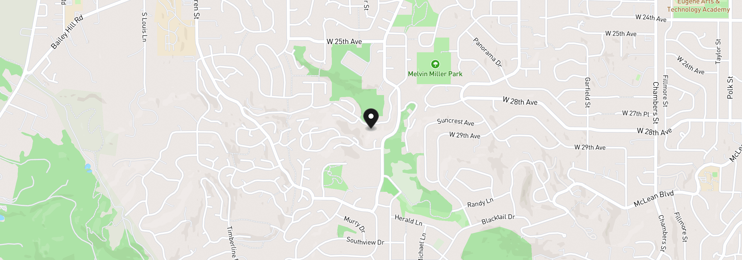 Map showing the location of Aerie Park Pl, Eugene, OR 97405