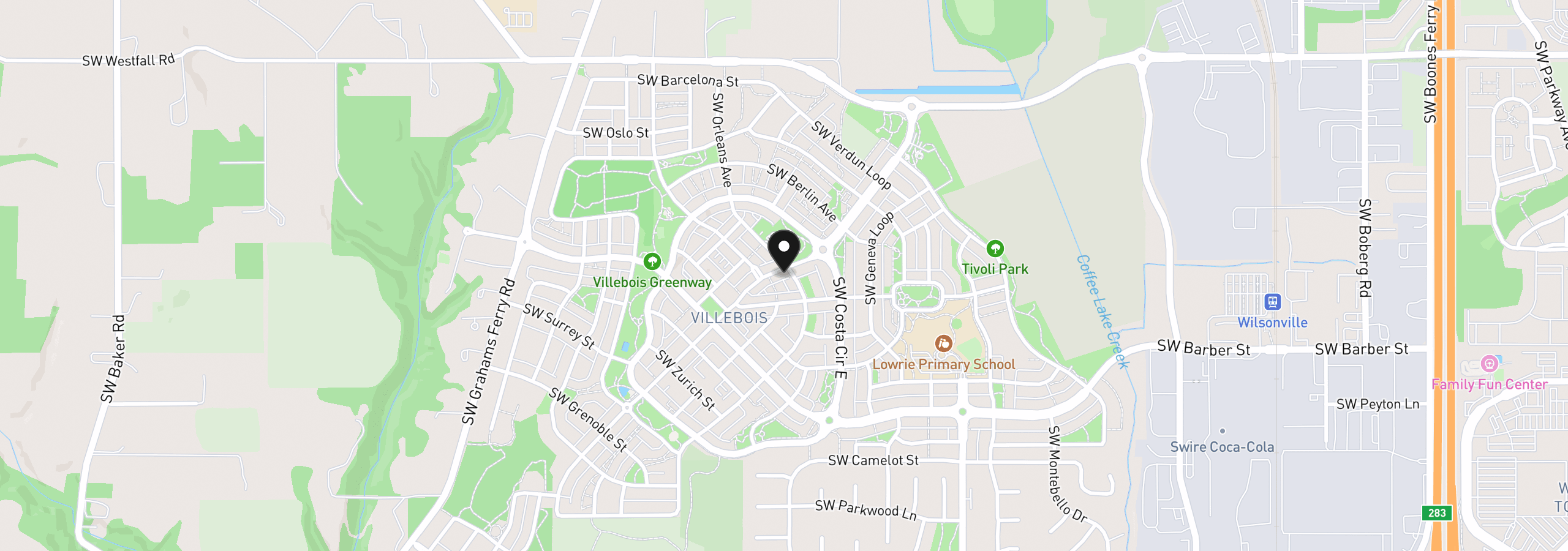 Map showing the location of 28704 SW Villebois Dr, Wilsonville, OR 97070
