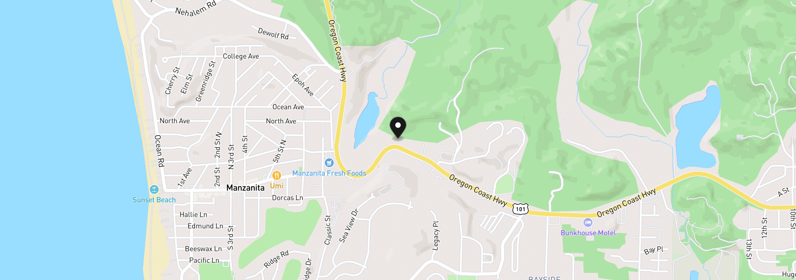 Map showing the location of 36695 Highway 101, Nehalem, OR 97131