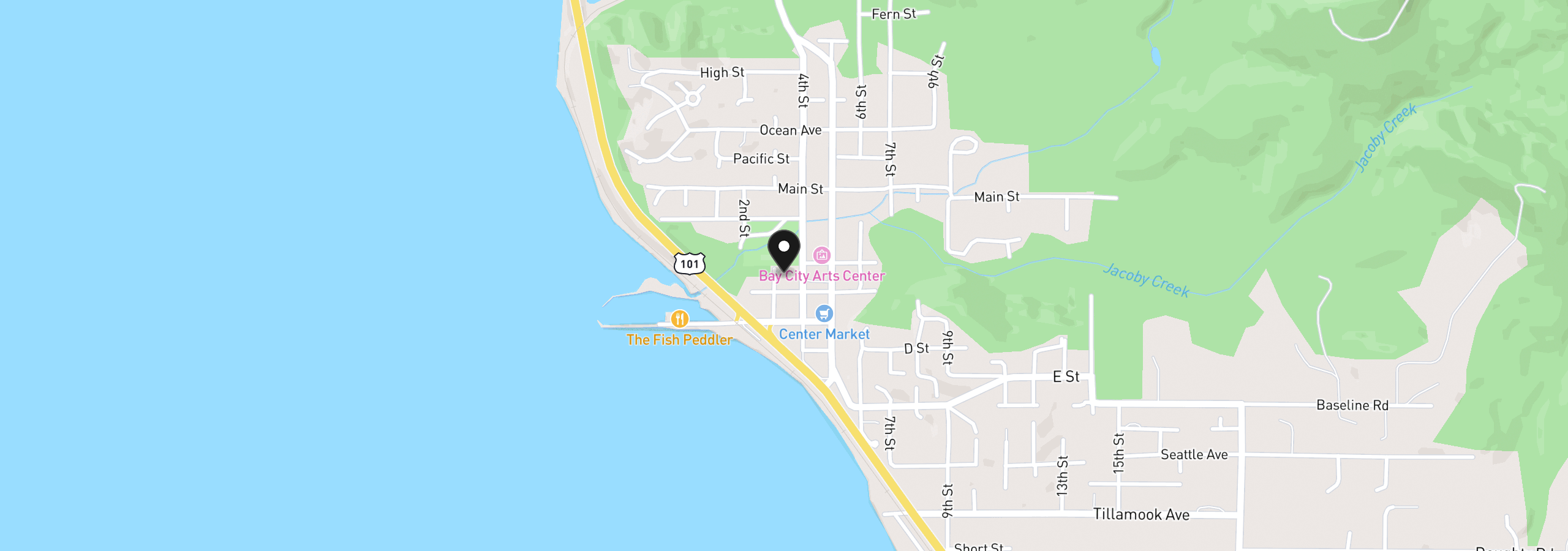 Map showing the location of 9465 Third St, Bay City, OR 97107