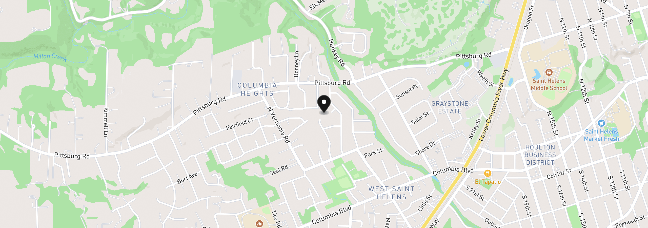 Map showing the location of 230 Mayfair Dr, St. Helens, OR 97051