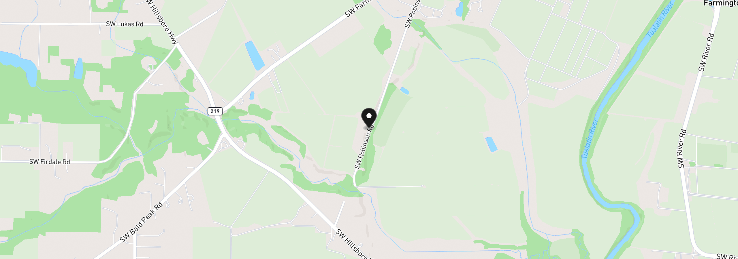 Map showing the location of 10677 SW Robinson Rd, Hillsboro, OR 97123