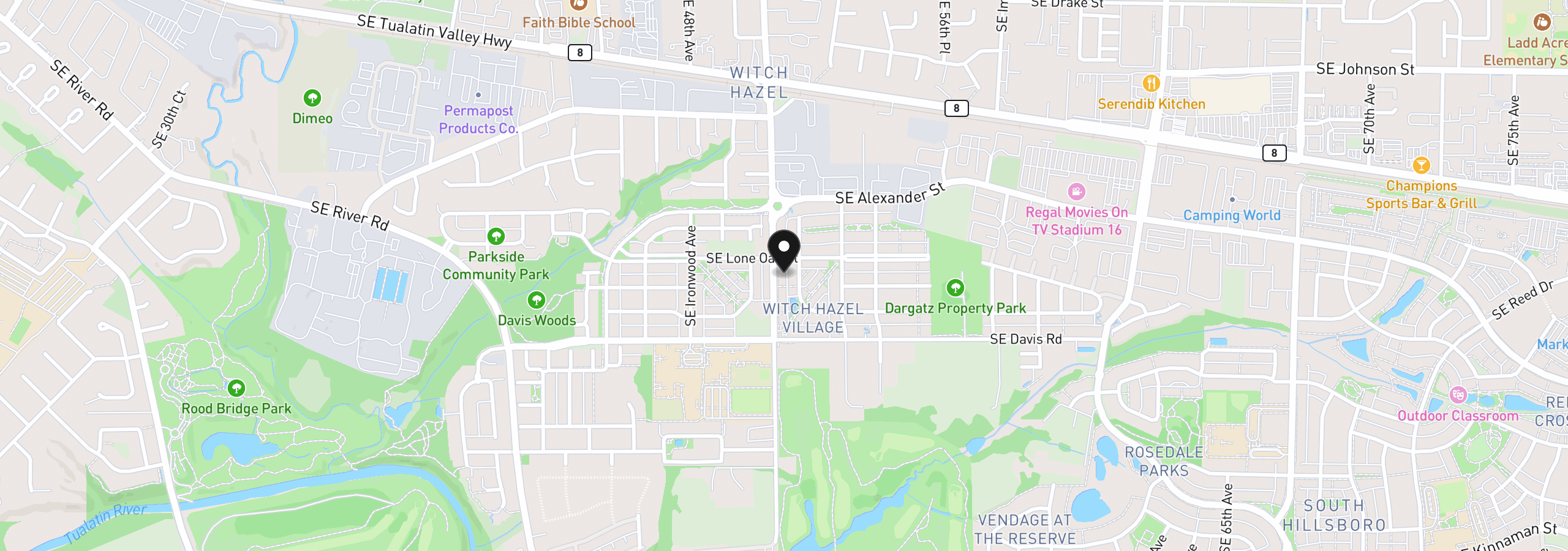 Map showing the location of 3382 SE Brookwood Ave, Hillsboro, OR 97123
