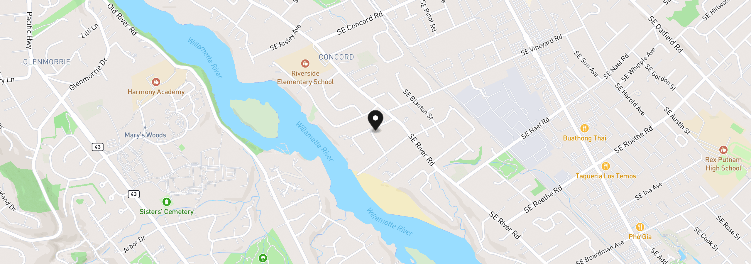 Map showing the location of 17014 SE Wiley Way 3, Milwaukie, OR 97267