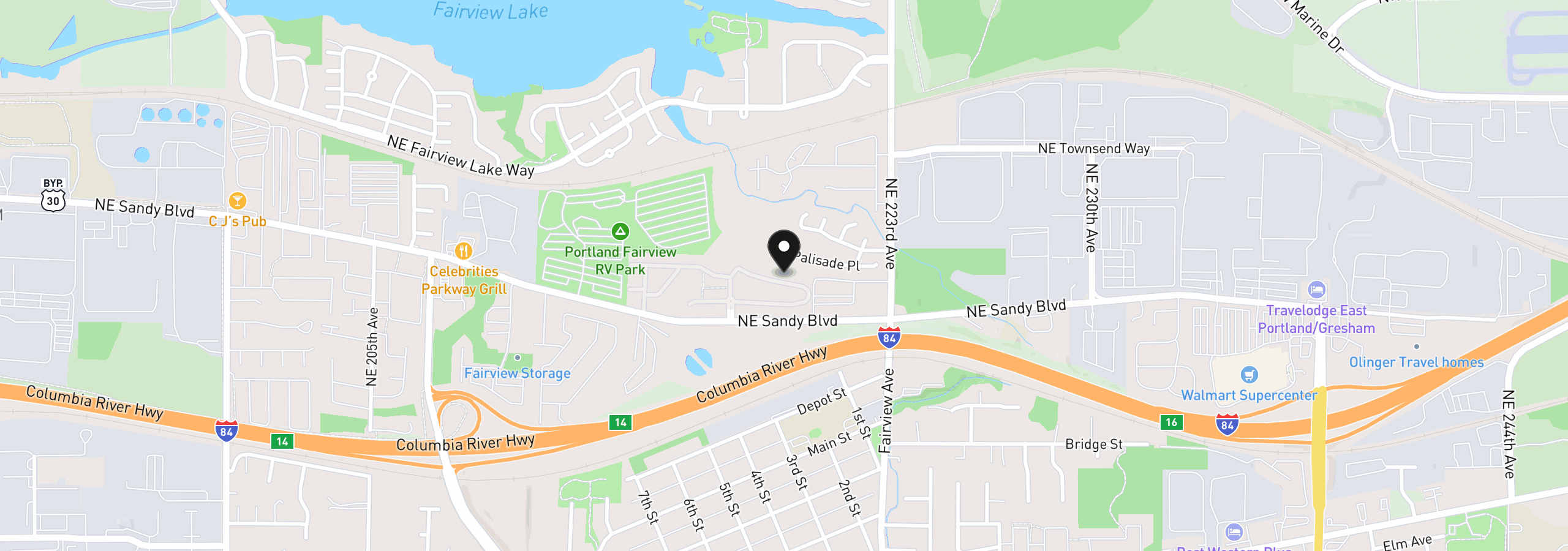 Map showing the location of 21895 NE Heartwood Cir, Fairview, OR 97024