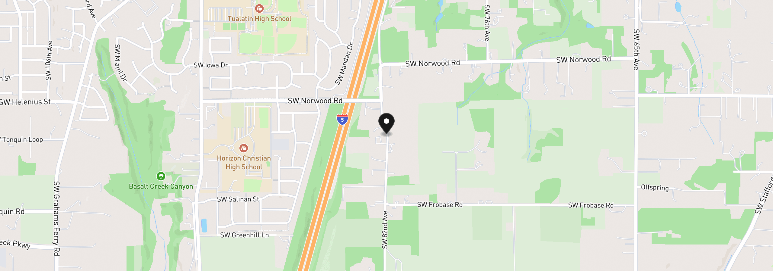 Map showing the location of 23241 SW Darby Ave, Tualatin, OR 97062