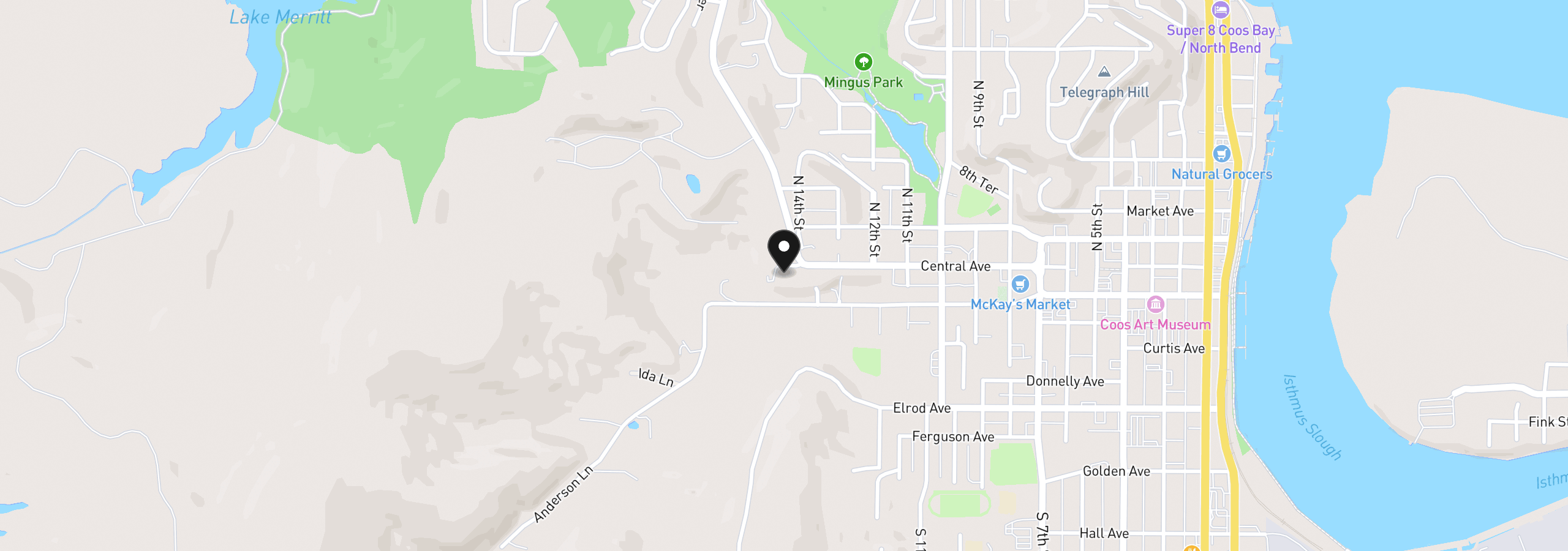 Map showing the location of 1431 Central Ave, Coos Bay, OR 97420