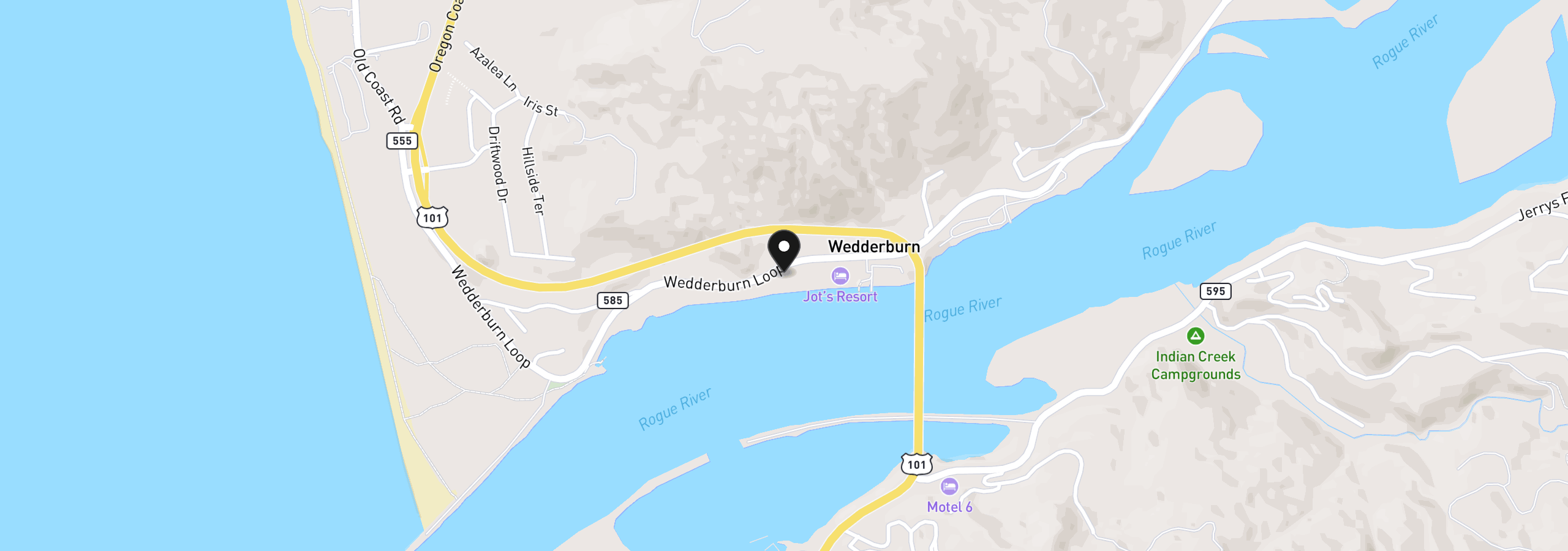 Map showing the location of 94304 Wedderburn Loop 428, Gold Beach, OR 97444