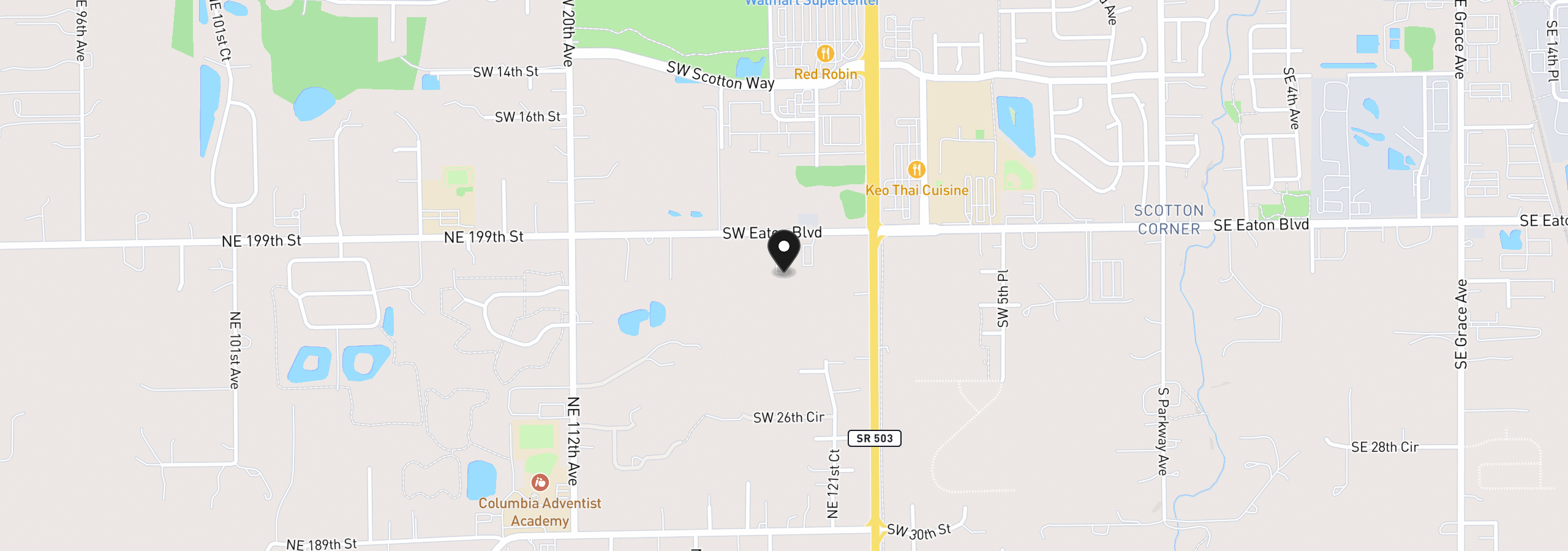 Map showing the location of 1303 SW Eaton Blvd, Battle Ground, Wa 98604