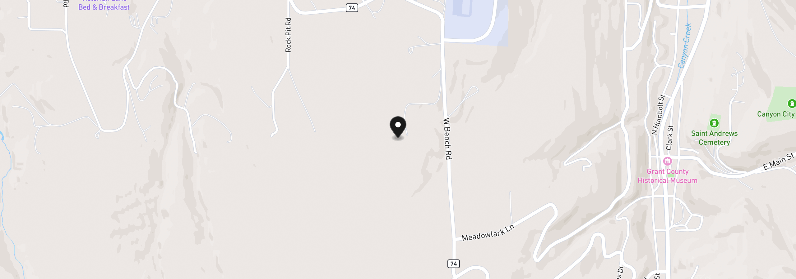 Map showing the location of 26216 W Bench Rd, John Day, OR 97845