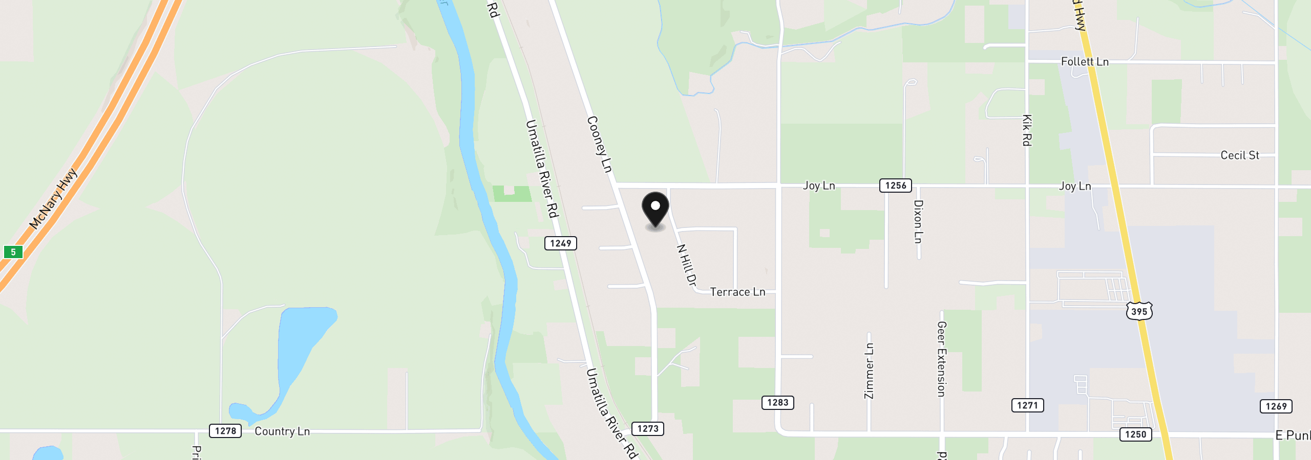 Map showing the location of 80554 N Hill Dr, Hermiston, OR 97838