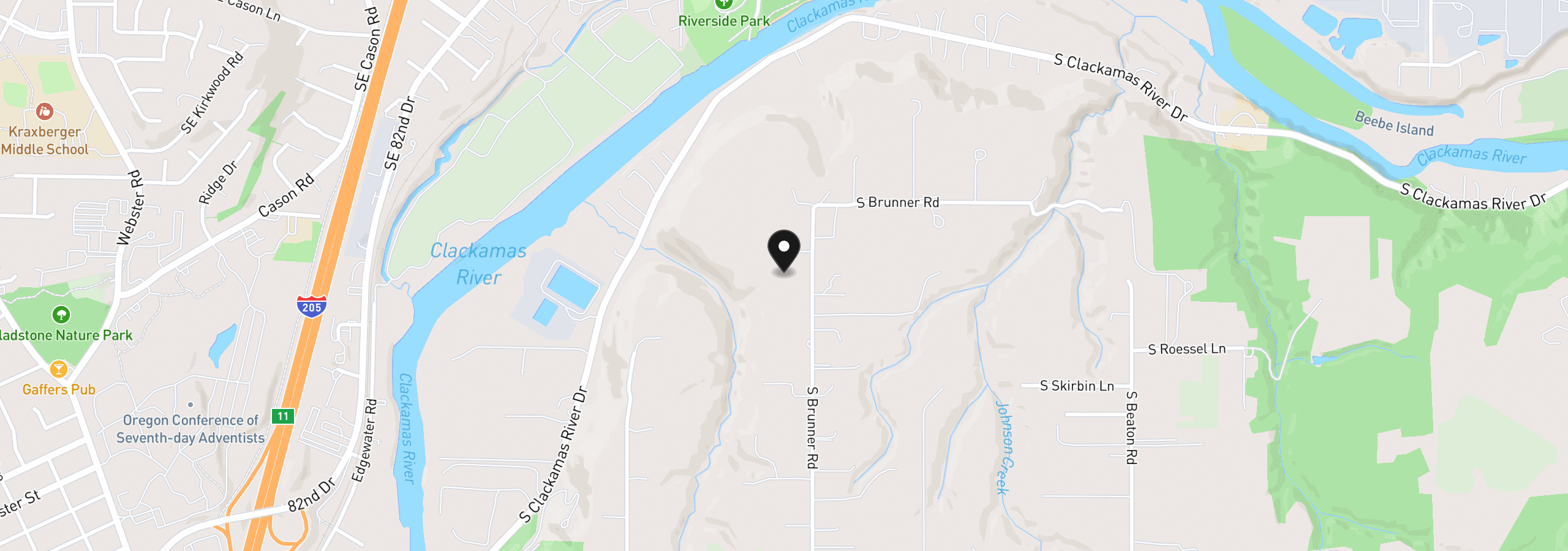 Map showing the location of S Tyee Ln, Oregon City, OR 97045