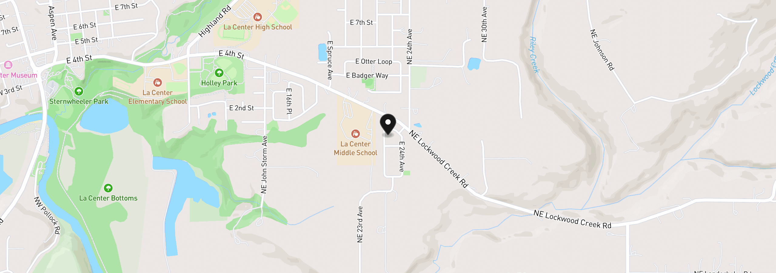 Map showing the location of 2210 E Dalmatian Dr, La Center, Wa 98629