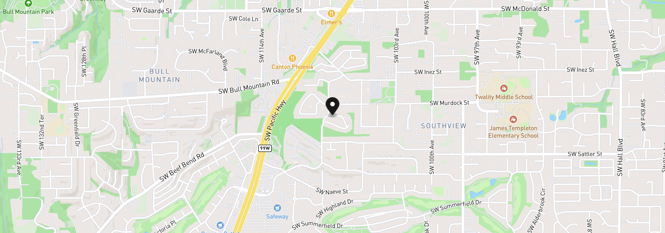 Map showing the location of 14834 SW 109th Ave 8, Tigard, OR 97224