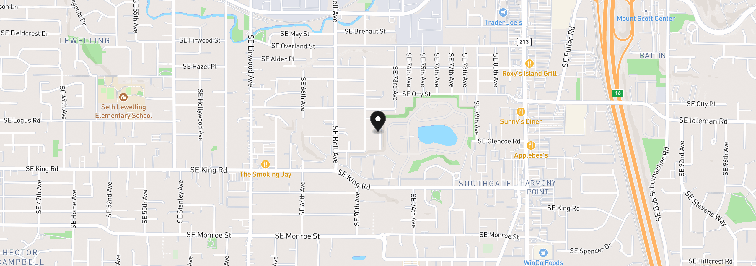 Map showing the location of 10121 SE 72nd Ave, Milwaukie, OR 97222