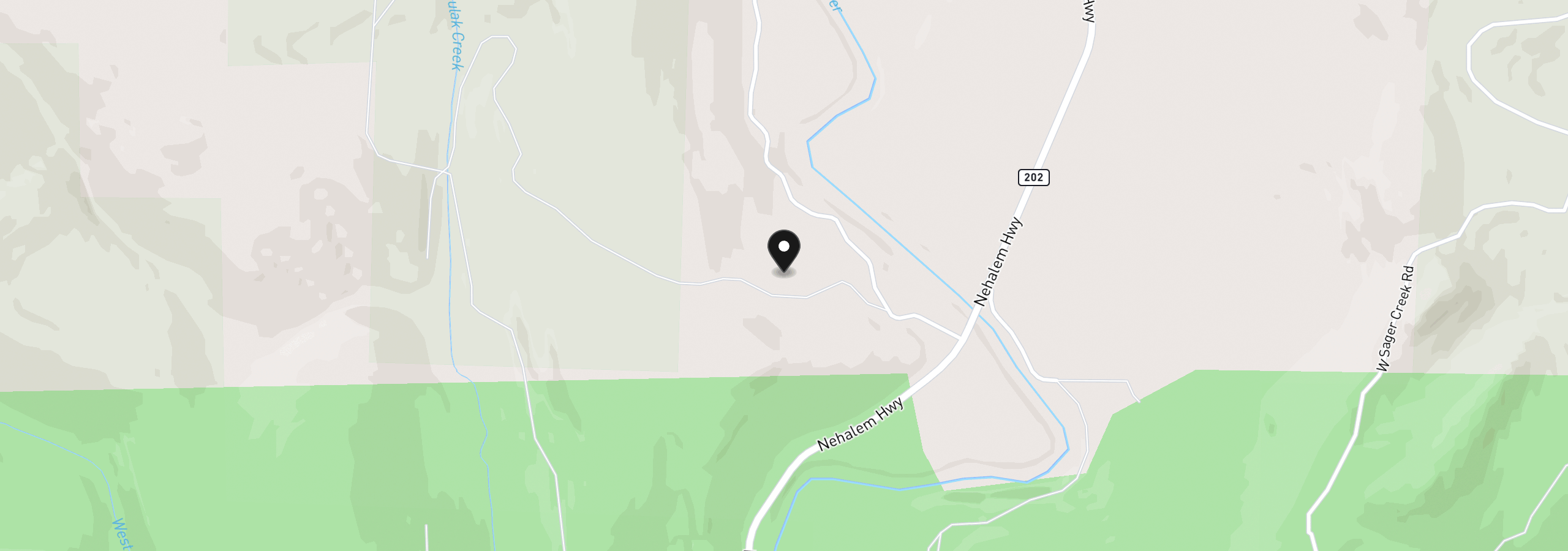 Map showing the location of Northrup Creek Rd, Birkenfeld, OR 97016