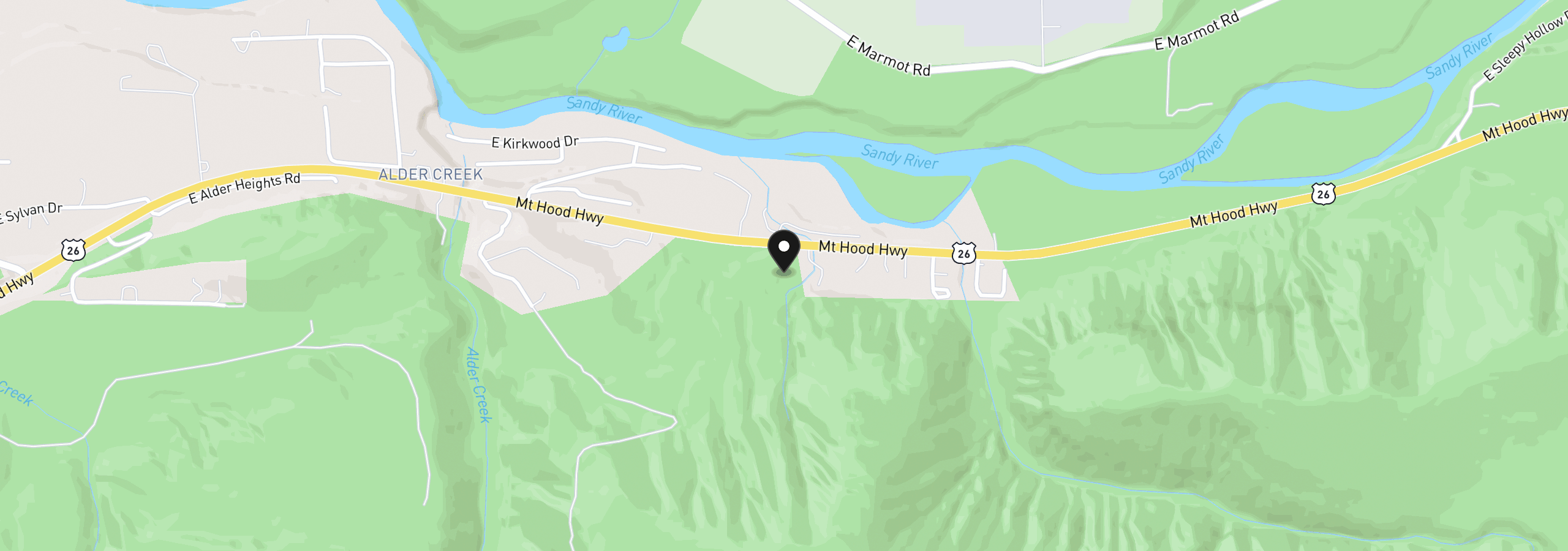 Map showing the location of 55880 E Highway 26, Sandy, OR 97055