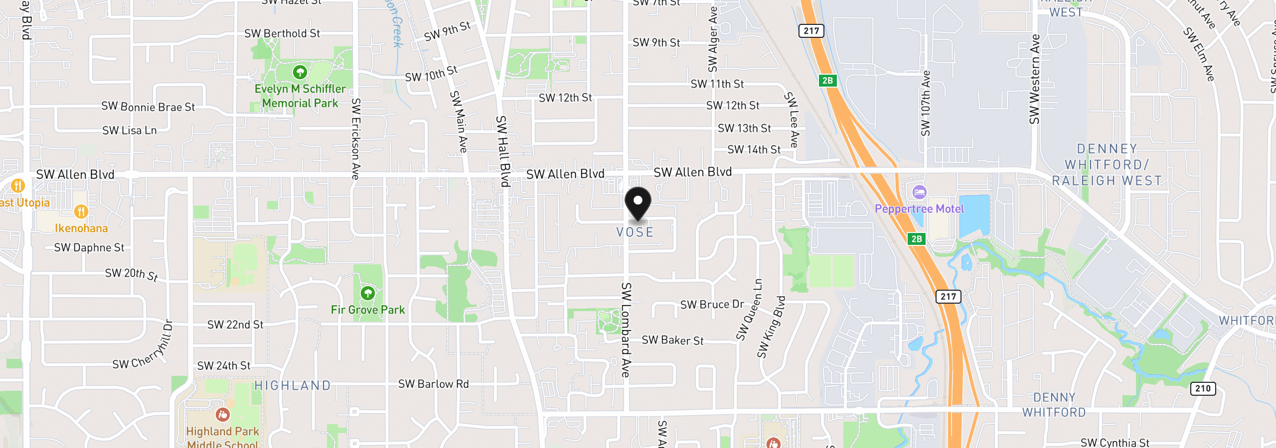Map showing the location of 11640 SW Iron Horse Ln, Beaverton, OR 97008