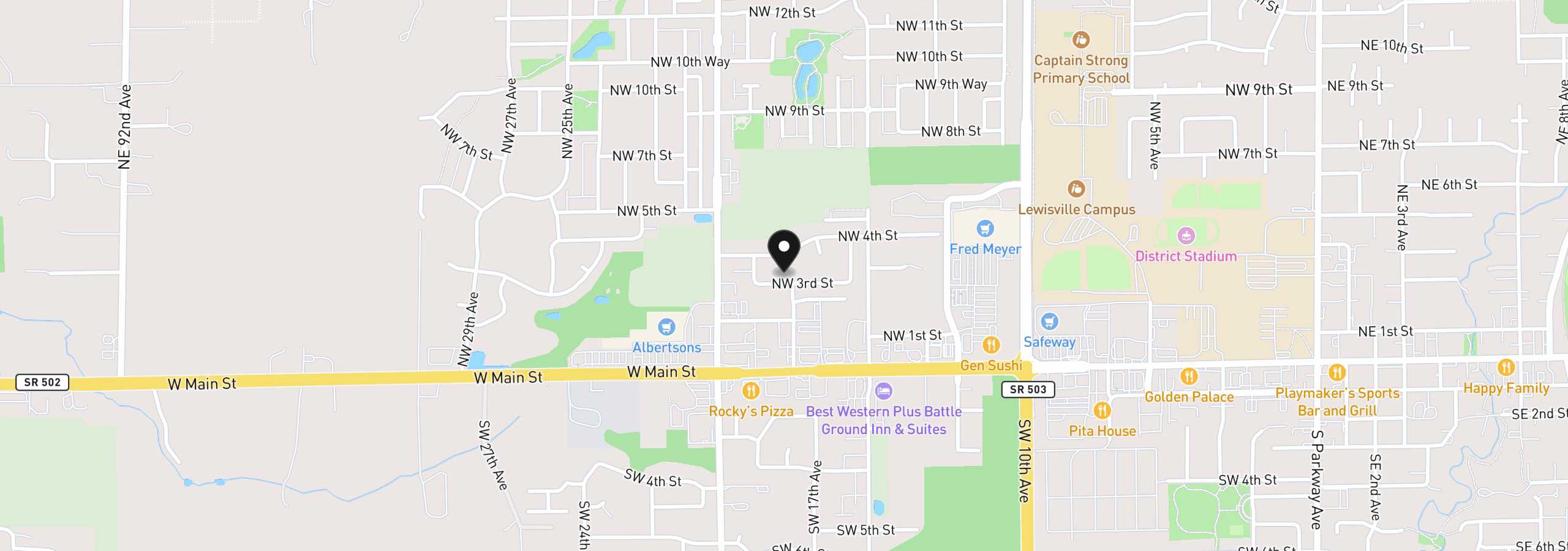 Map showing the location of 1802 NW 3rd St, Battle Ground, Wa 98604