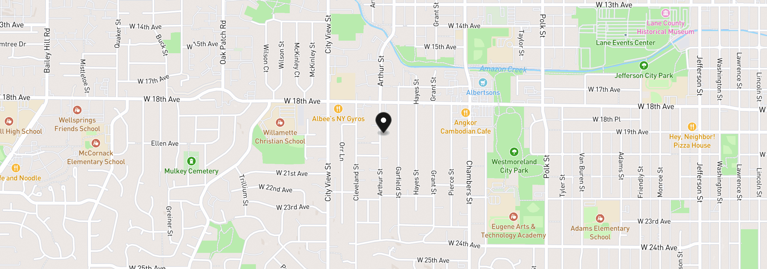Map showing the location of 1955 Arthur St, Eugene, OR 97405
